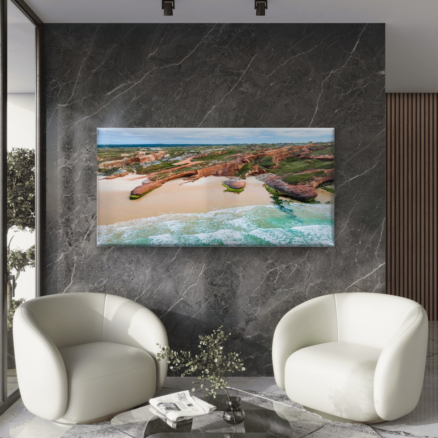 Aerial View Beautiful Ocean Wall Art Canvas Office Home Room Framed 120x60cm