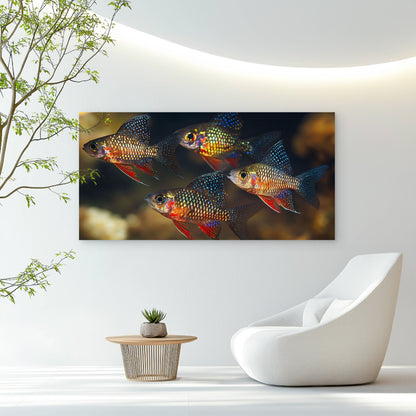 Four Colorful Rasbora Fish Wall Art Canvas Office Home Room Framed 120x60cm