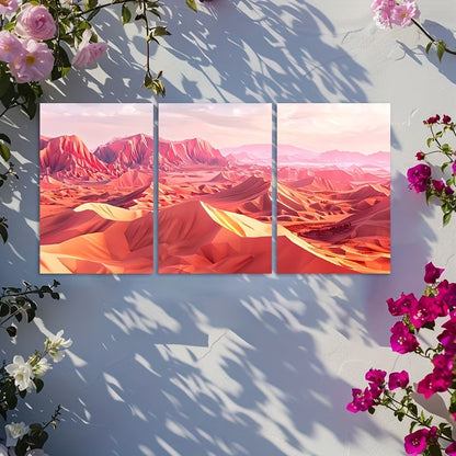 3pcs Low Poly Desert Landscape Wall Art Set Canvas Framed 50x70cm - High Quality Print 100% Australian Made Wall Canvas Ready to Hang