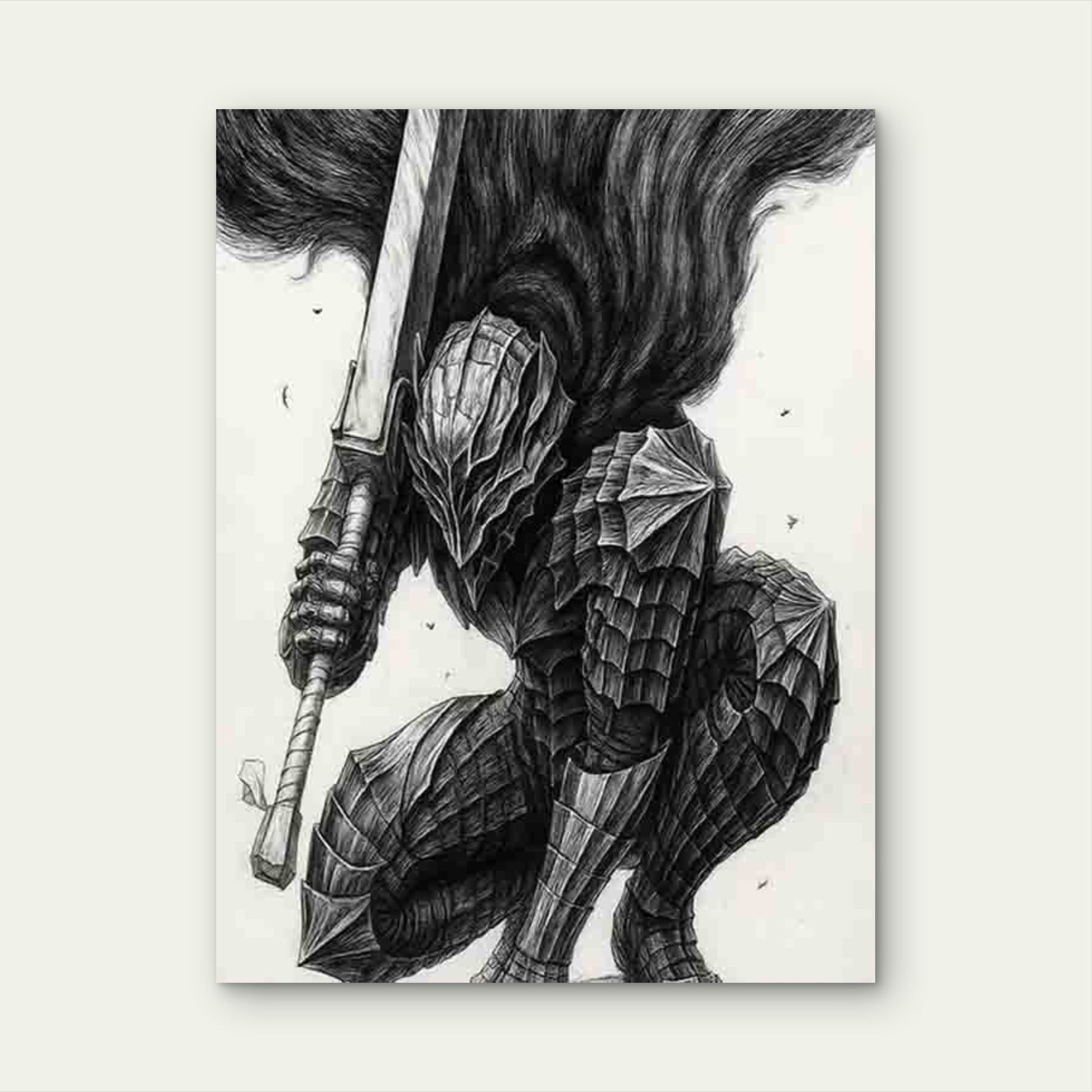Dark Knight In Armor Holding A Sword 60x90cm Metal Print Ready to Hang - Bella Home Decor
