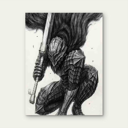Dark Knight In Armor Holding A Sword 60x90cm Metal Print Ready to Hang - Bella Home Decor