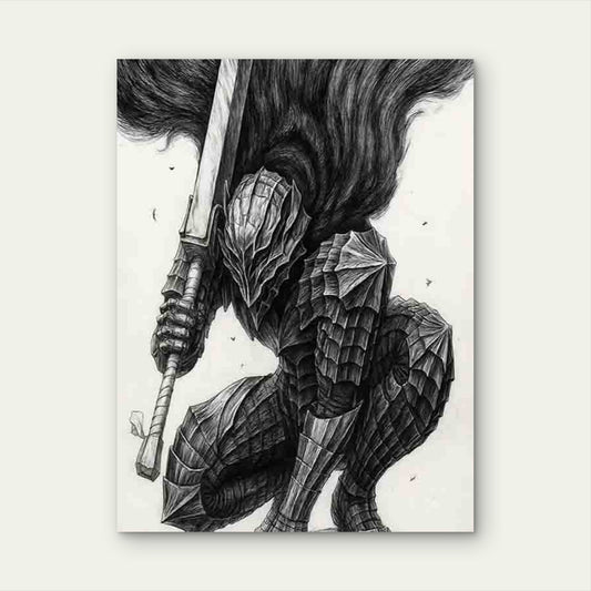 Dark Knight In Armor Holding A Sword 40x60cm Metal Print Ready to Hang