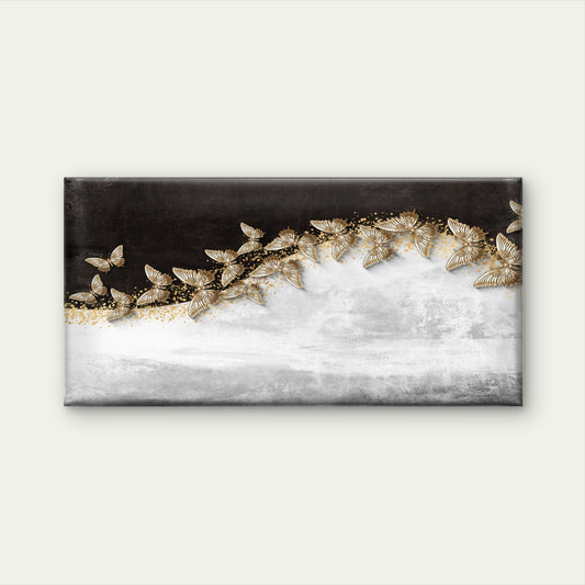 Luxury Golden Butterfly Wall Art Canvas Office Home Room Framed 120x60cm