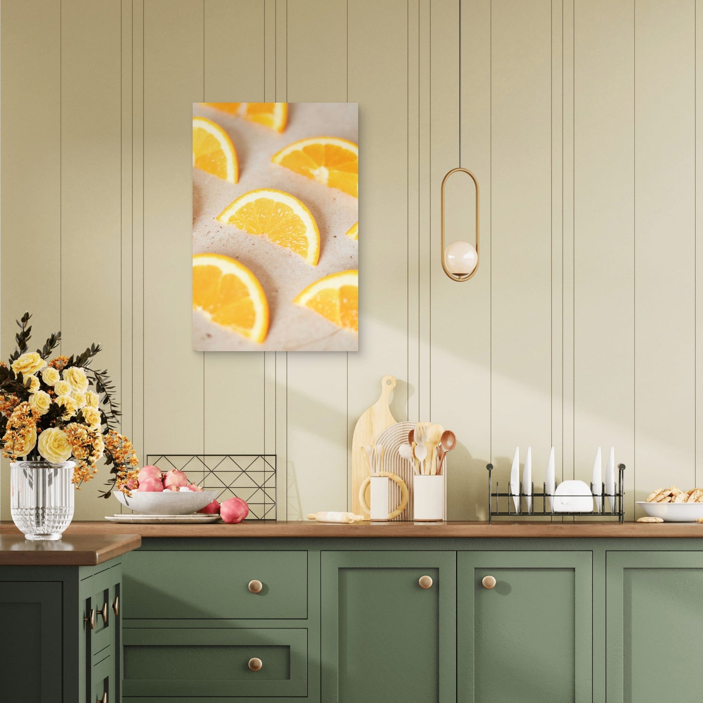 Slices Of Orange On A Neutral Colored Surface 60x90cm Metal Print Ready to Hang