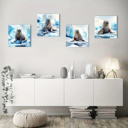 4pcs Arctic Seal Canvas Wall Art Canvas Framed