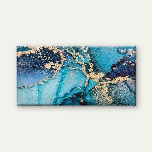 Marble Ink Gold Abstract Wall Art Canvas Office Home Room Framed 120x60cm
