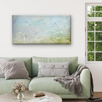 Light Blue Meadow Wildflower Wall Art Canvas Office Home Room Framed 120x60cm