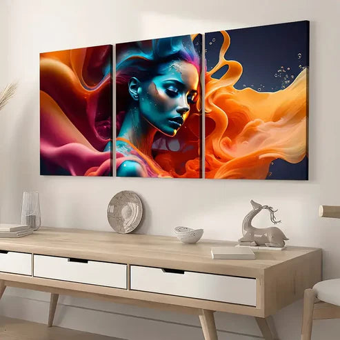 3pcs Modern Style Fashion Abstract Female Figure Art Girly Wall Art Set Canvas Unframed - High Quality Print 100% Australian Made Wall Canvas