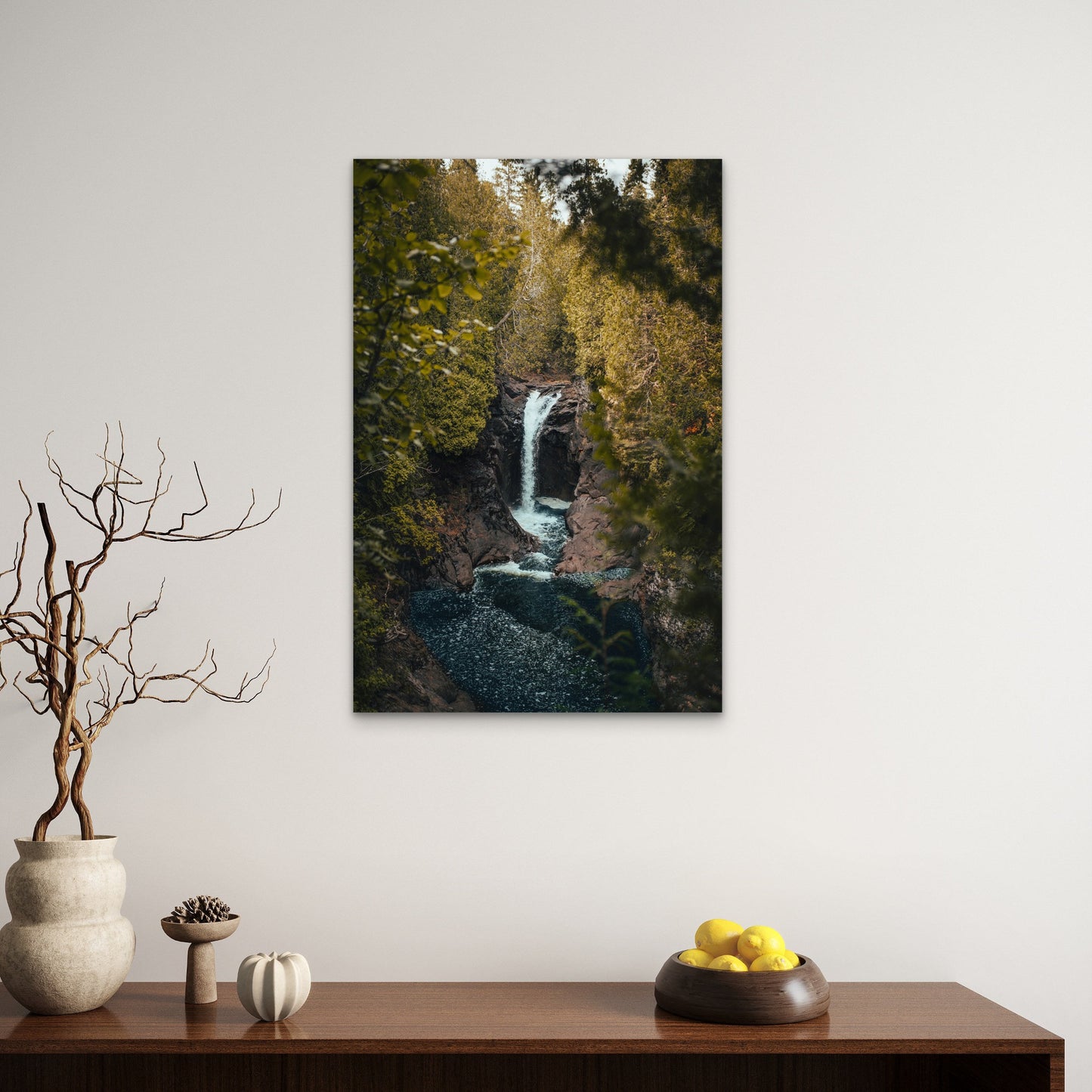 Forest Waterfall Rock Pool Nature 40x60cm Metal Print Ready to Hang