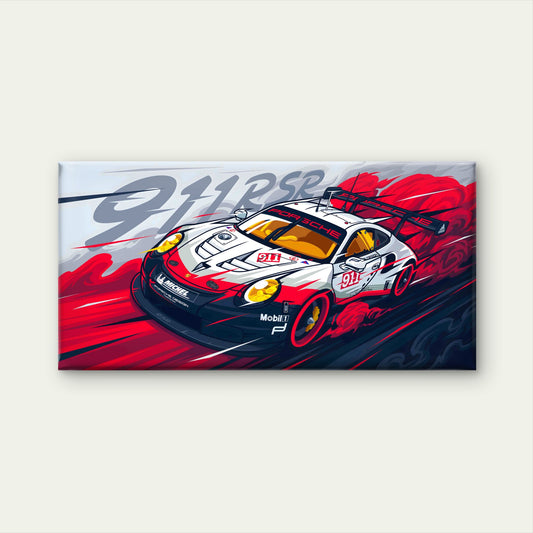 White & Red Drifting Supercar Wall Art Canvas Office Home Room Framed 120x60cm