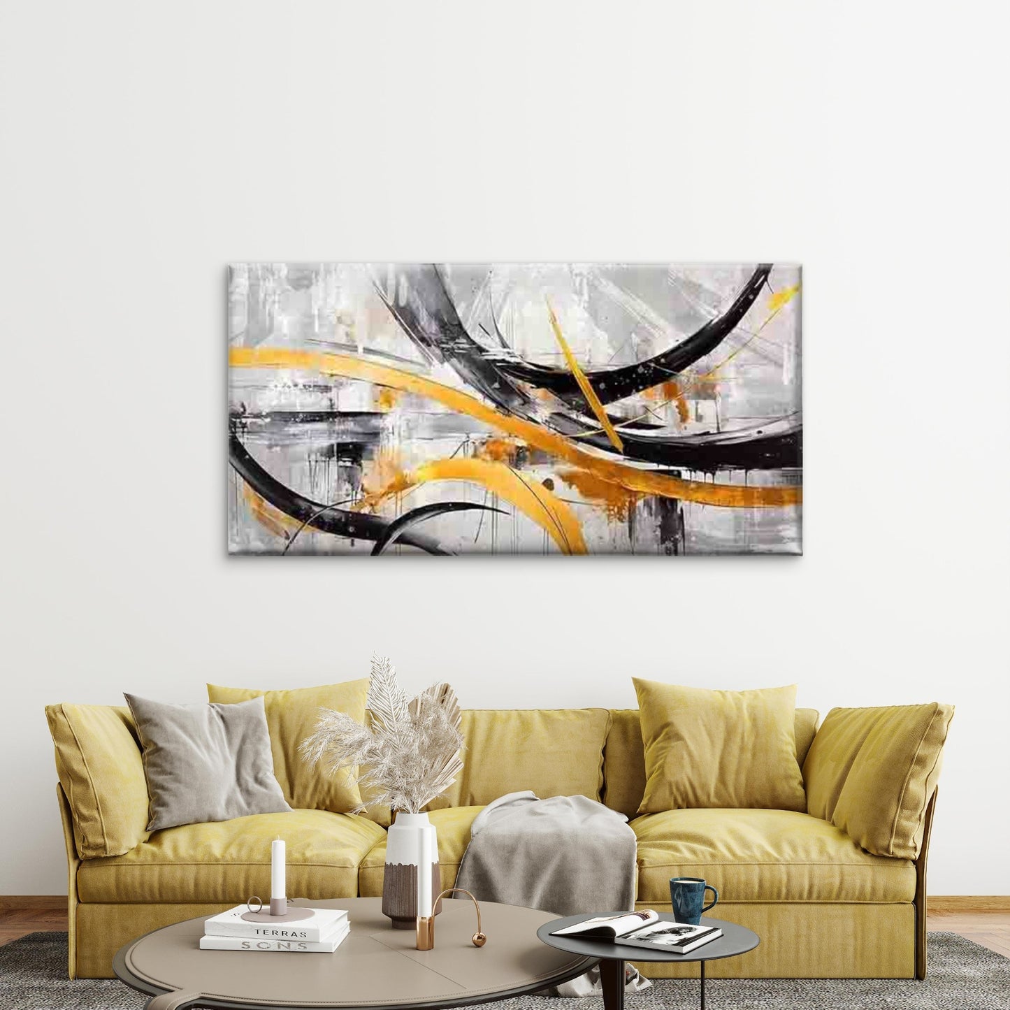 Modern Abstract Wall Art Canvas Office Home Room Framed 120x60cm - Bella Home Decor