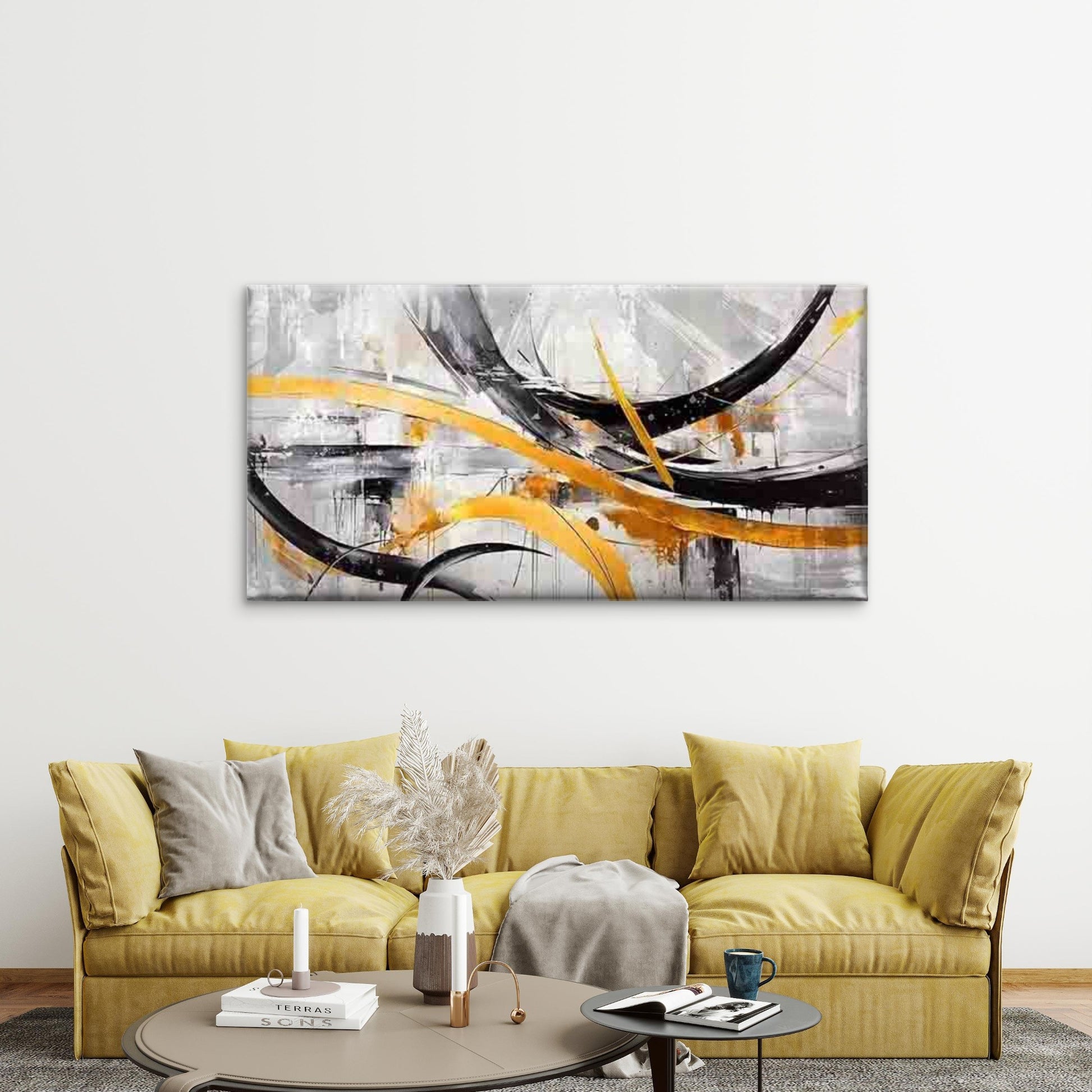Modern Abstract Wall Art Canvas Office Home Room Framed 120x60cm - Bella Home Decor
