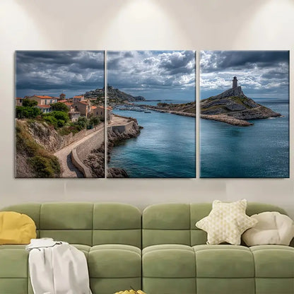 3pcs Lighthouse & Ocean View Metal Print Ready to Hang Art