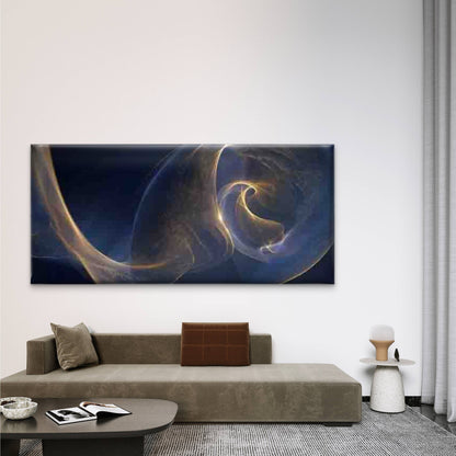 Golden Lines & Leaf Pattern Wall Art Canvas Office Home Room Framed 120x60cm