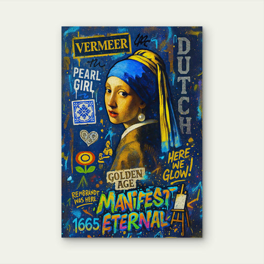 Girl with a Pearl Earring Street Art Graffiti 40x60cm Metal Print Ready to Hang