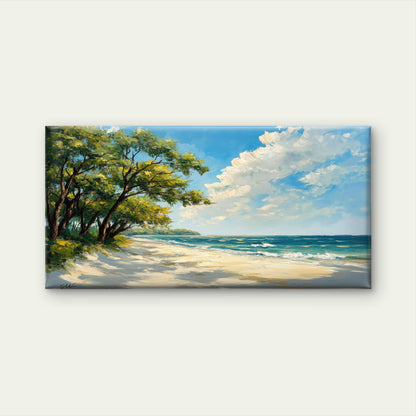 Sunny Beach Ocean View Wall Art Canvas Office Home Room Framed 120x60cm