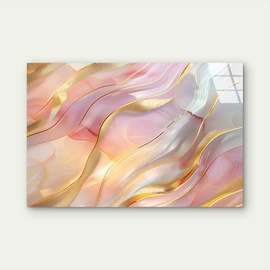Blush Pink Liquid Marbl Tempered Glass Printing Wall Art Australian Made Quality