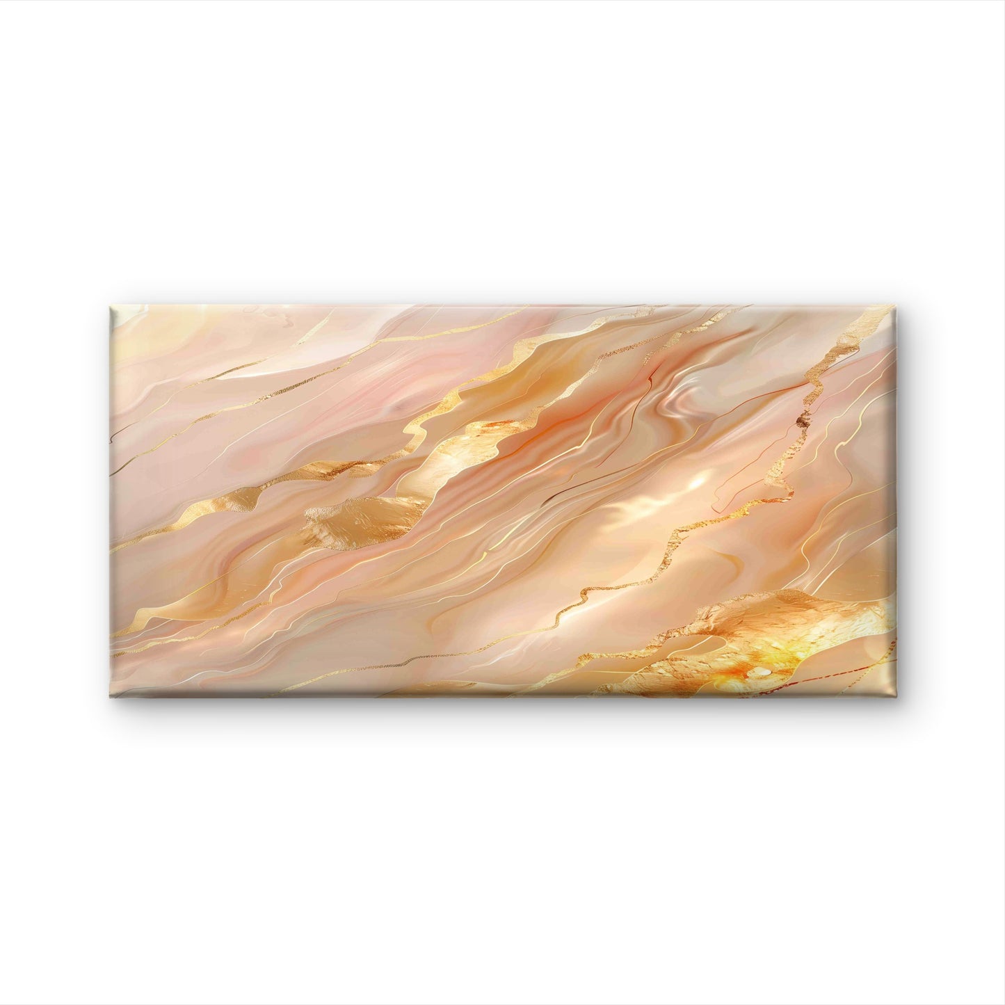 Opulent Peach Geode Wall Art Canvas Office Home Room Framed 120x60cm