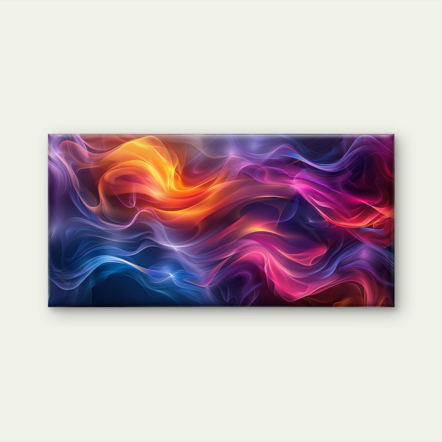 Abstract Flowing Smoke Waves Wall Art Canvas Office Home Room Framed 120x60cm