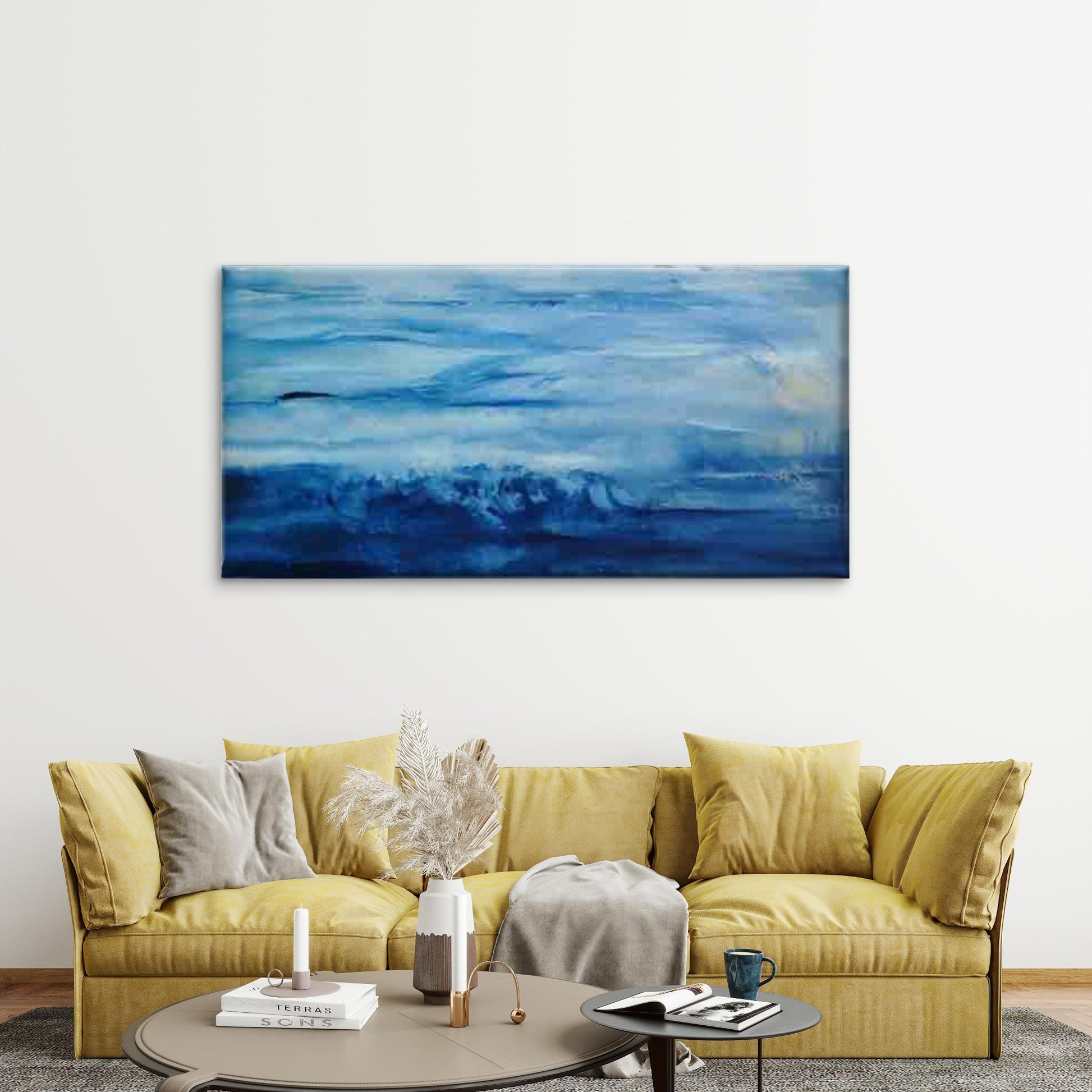 Ocean Waves And Blue Seas Wall Art Canvas Office Home Room Framed 120x60cm - Bella Home Decor