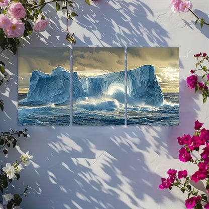 3pcs Iceberg Off The Coast Of Antarctica Wall Art Set Canvas Framed 60x90cm - High Quality Print 100% Australian Made Wall Canvas Ready to Hang