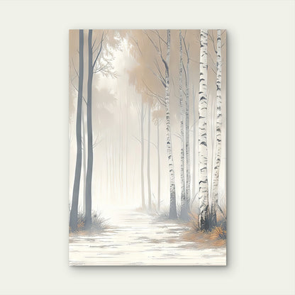 Nordic Winter Forest Path Sunlight View 40x60cm Metal Print Ready to Hang