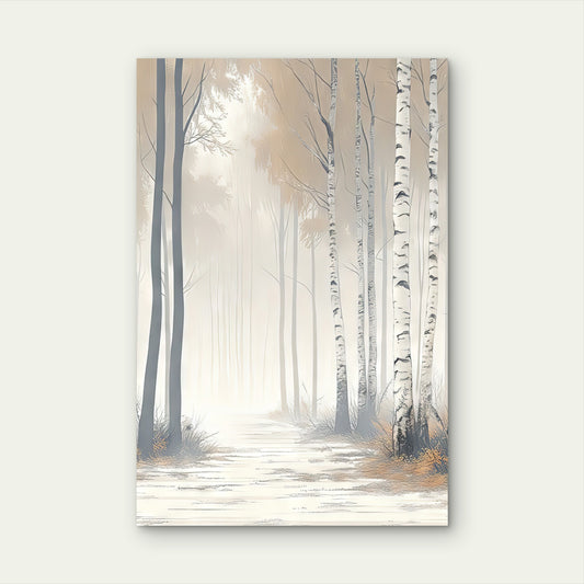 Nordic Winter Forest Path Sunlight View 40x60cm Metal Print Ready to Hang
