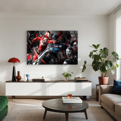 Superheroes Battle Robo Tempered Glass Printing Wall Art Australian Made Quality
