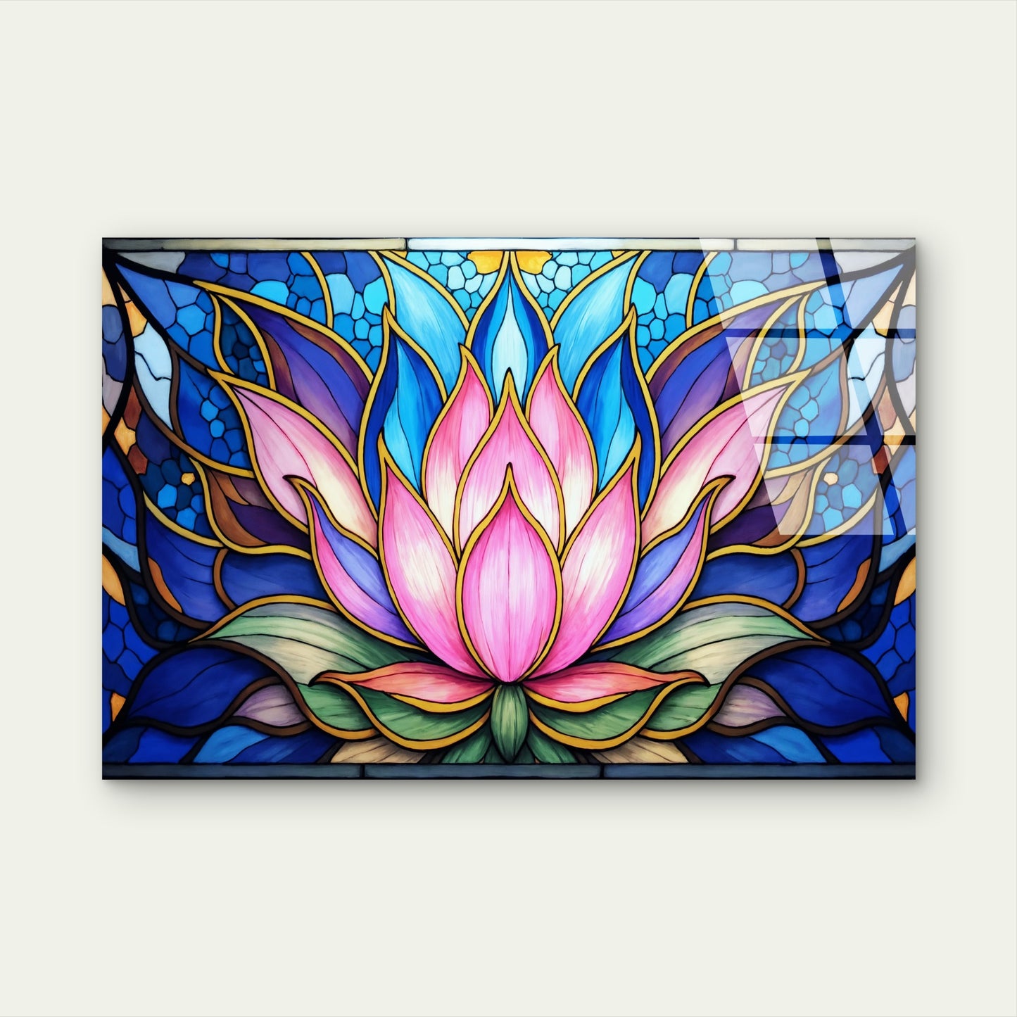 Stained Glass Lotus Flower Acrylic Glass Printing Wall Art Australian Made Quality