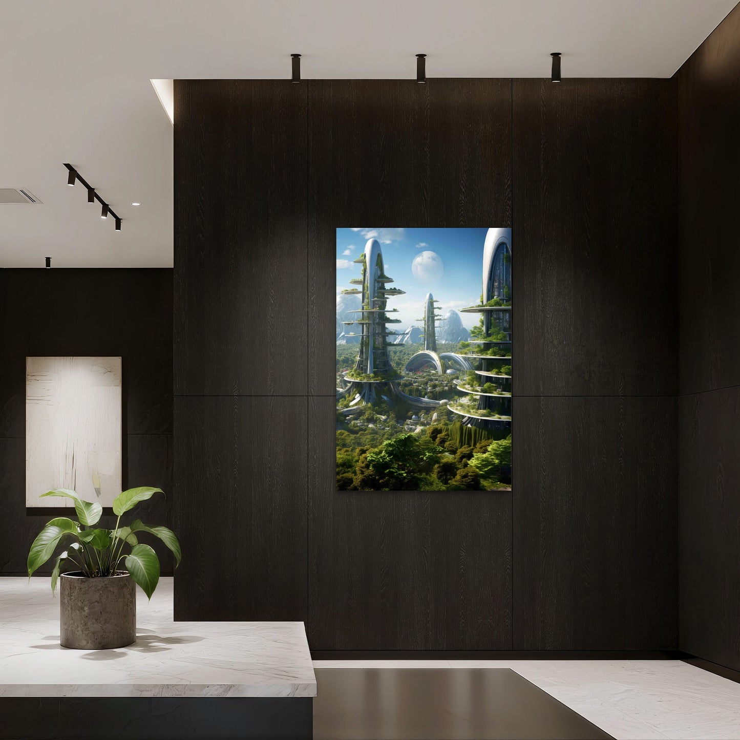 Environmentally Friendly City With Green Space 40x60cm Metal Print Ready to Hang - Bella Home Decor