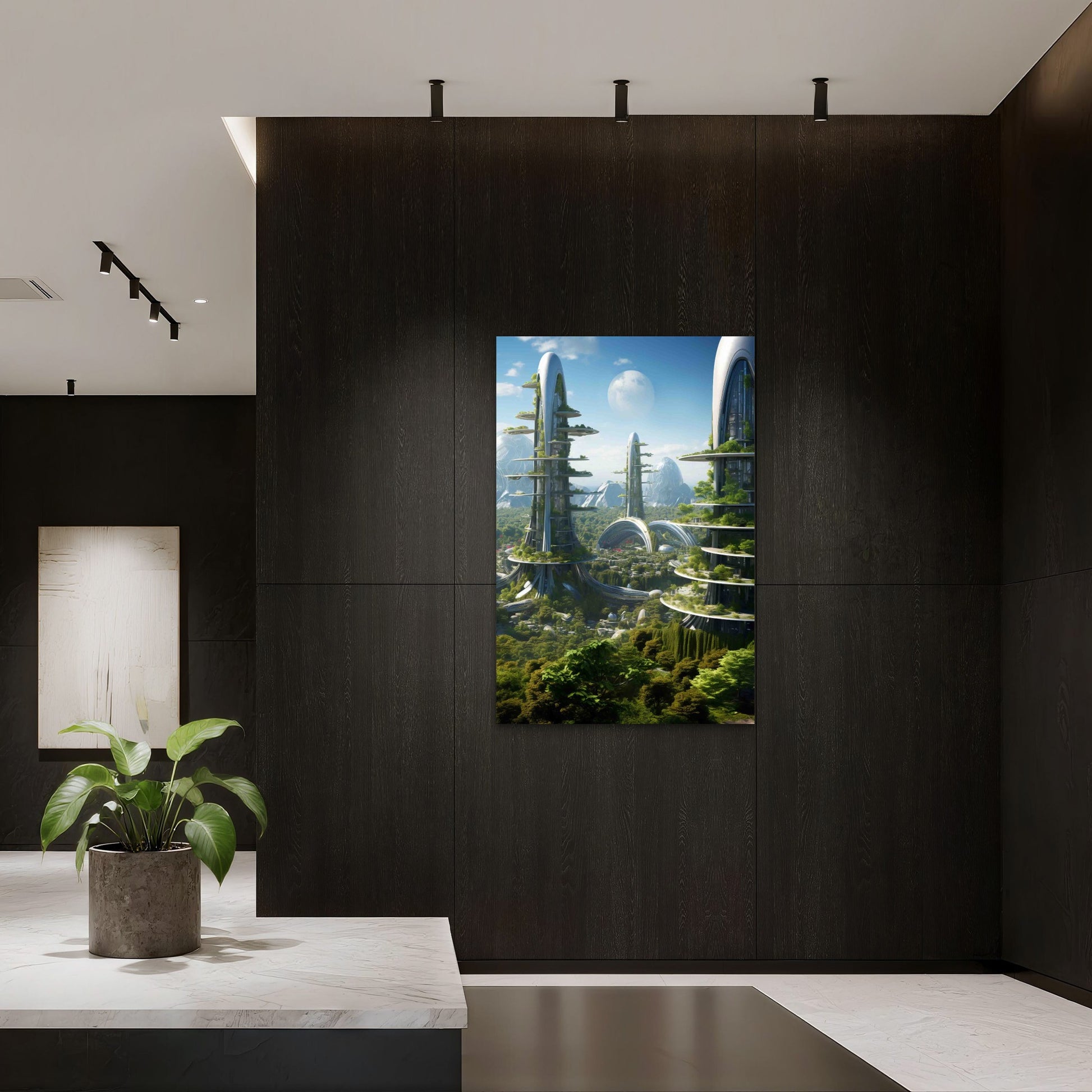Environmentally Friendly City With Green Space 40x60cm Metal Print Ready to Hang - Bella Home Decor