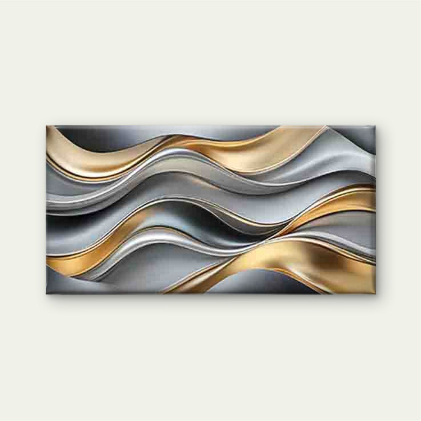 Flowing Wave Pattern Golden Wall Art Canvas Office Home Room Framed 120x60cm - Bella Home Decor
