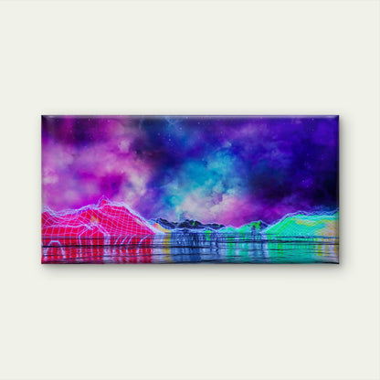 Landscape With Neon Mountains Wall Art Canvas Office Home Room Framed 120x60cm - Bella Home Decor