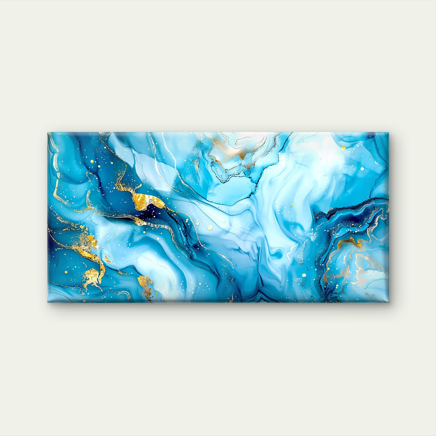 Blue Gold Marble Art Wall Art Canvas Office Home Room Framed 120x60cm