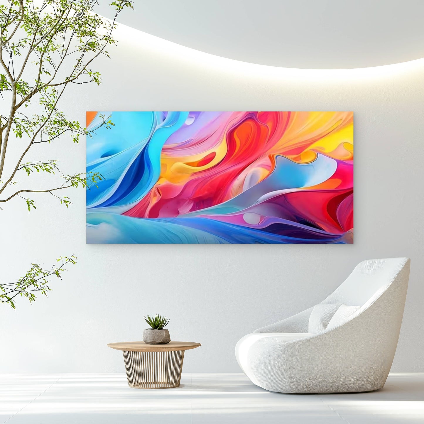Colorful Abstract Flowing Waves Wall Art Canvas Office Home Room Framed 120x60cm