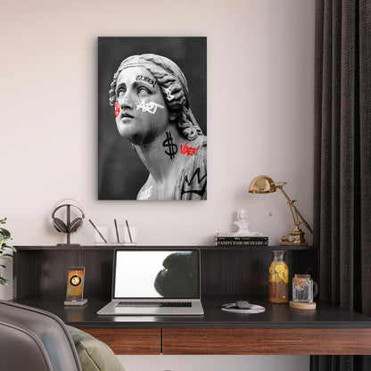 Greek Goddess Statue Graffiti Tattoos 60x90cm Metal Print Ready to Hang