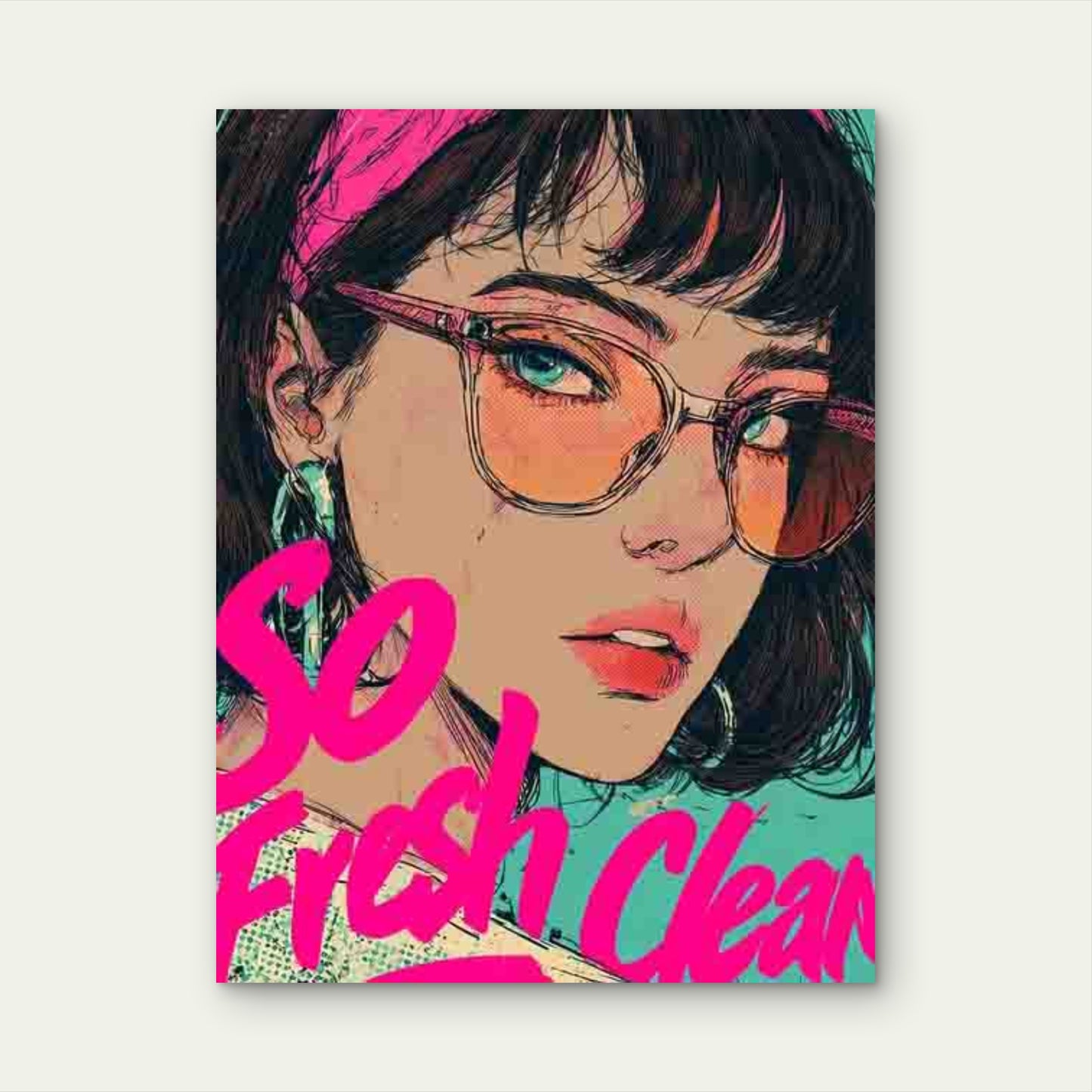 So Fresh So Clean Retro Pop Art 60x90cm Metal Print Ready to Hang - Bella Home Decor