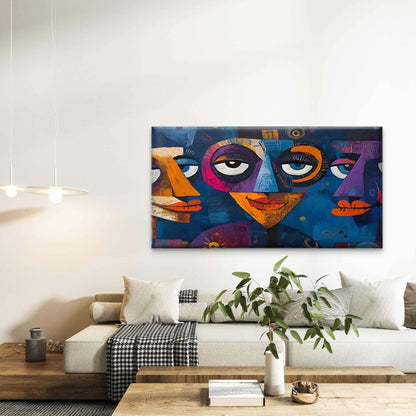 Modern Abstract Style Face Wall Art Canvas Office Home Room Framed 120x60cm - Bella Home Decor