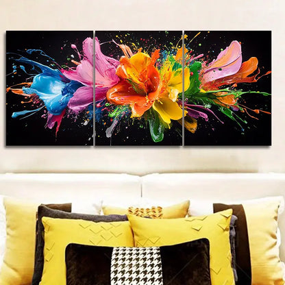3pcs Multicolor Splash Painting Metal Print Ready to Hang Art