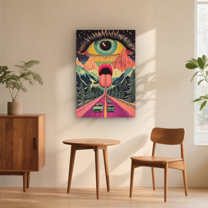 Giant Eye Over Mountain Landscape 40x60cm Metal Print Ready to Hang - Bella Home Decor