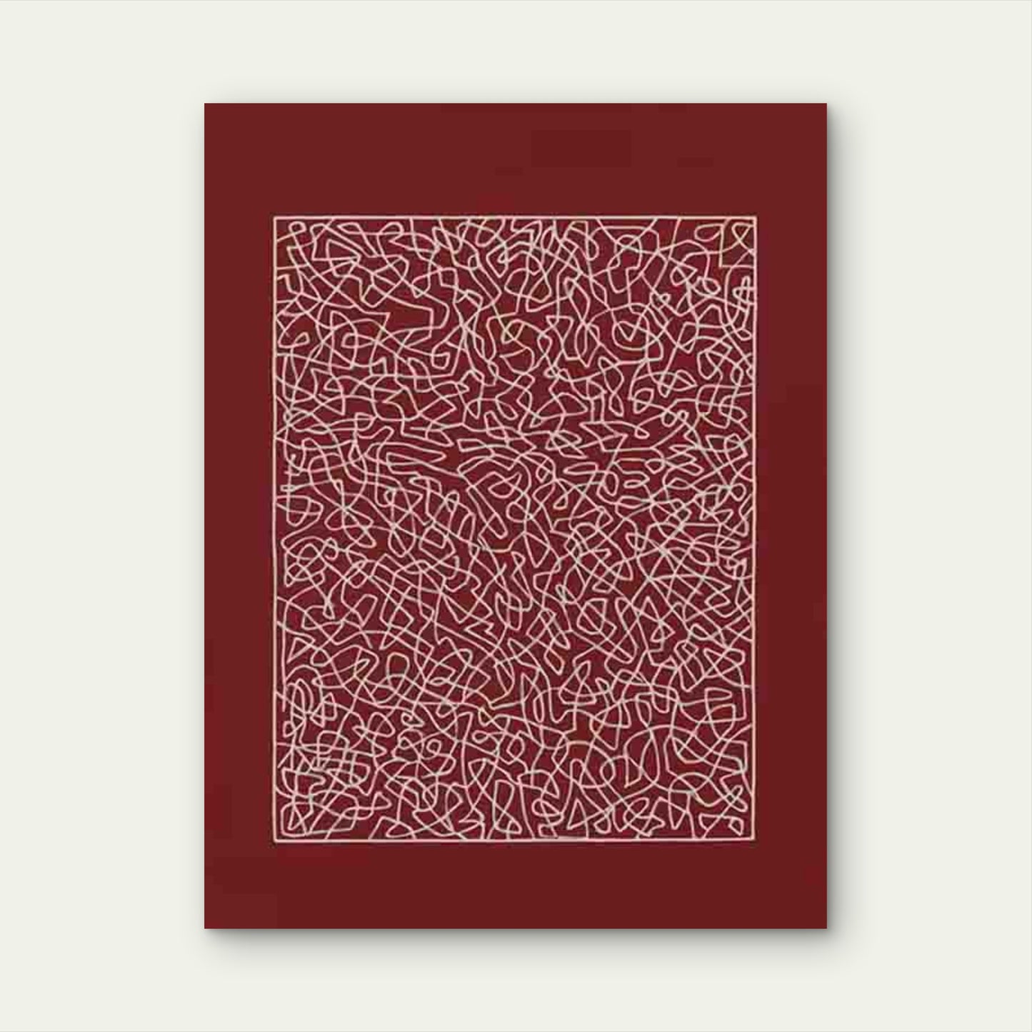 Retro Red Abstract Intricate Lines & Geometric 40x60cm Metal Print Ready to Hang - Bella Home Decor
