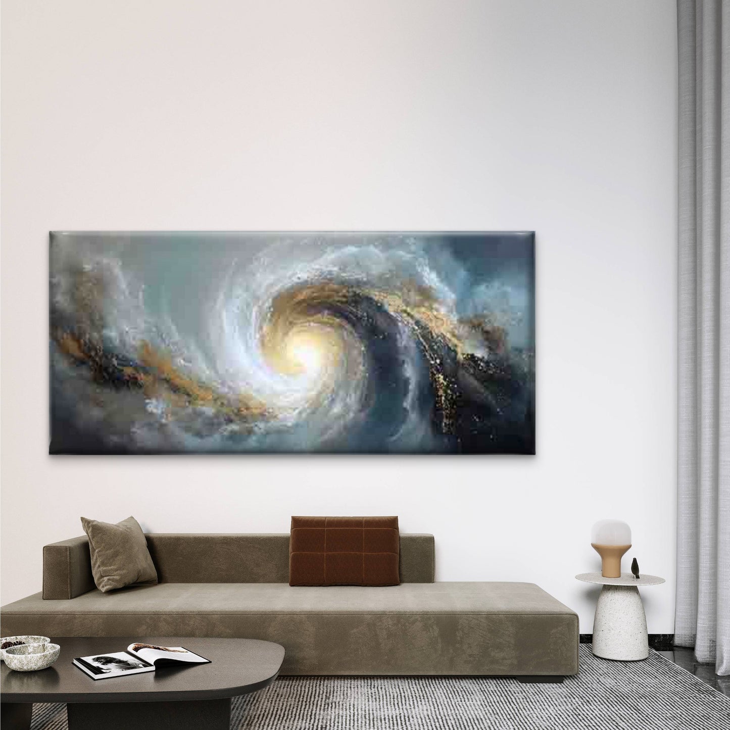 Abstract Spiral Galaxy Wall Art Canvas Office Home Room Framed 120x60cm