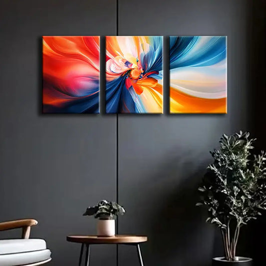 3pcs A Swirling vortex of Colors Metal Print Ready to Hang Art