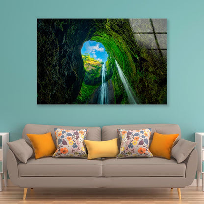 Beautiful Waterfalls in Sunny Day Indonesia Acrylic Glass Print Tempered Glass Wall Art 100% Made in Australia Ready to Hang