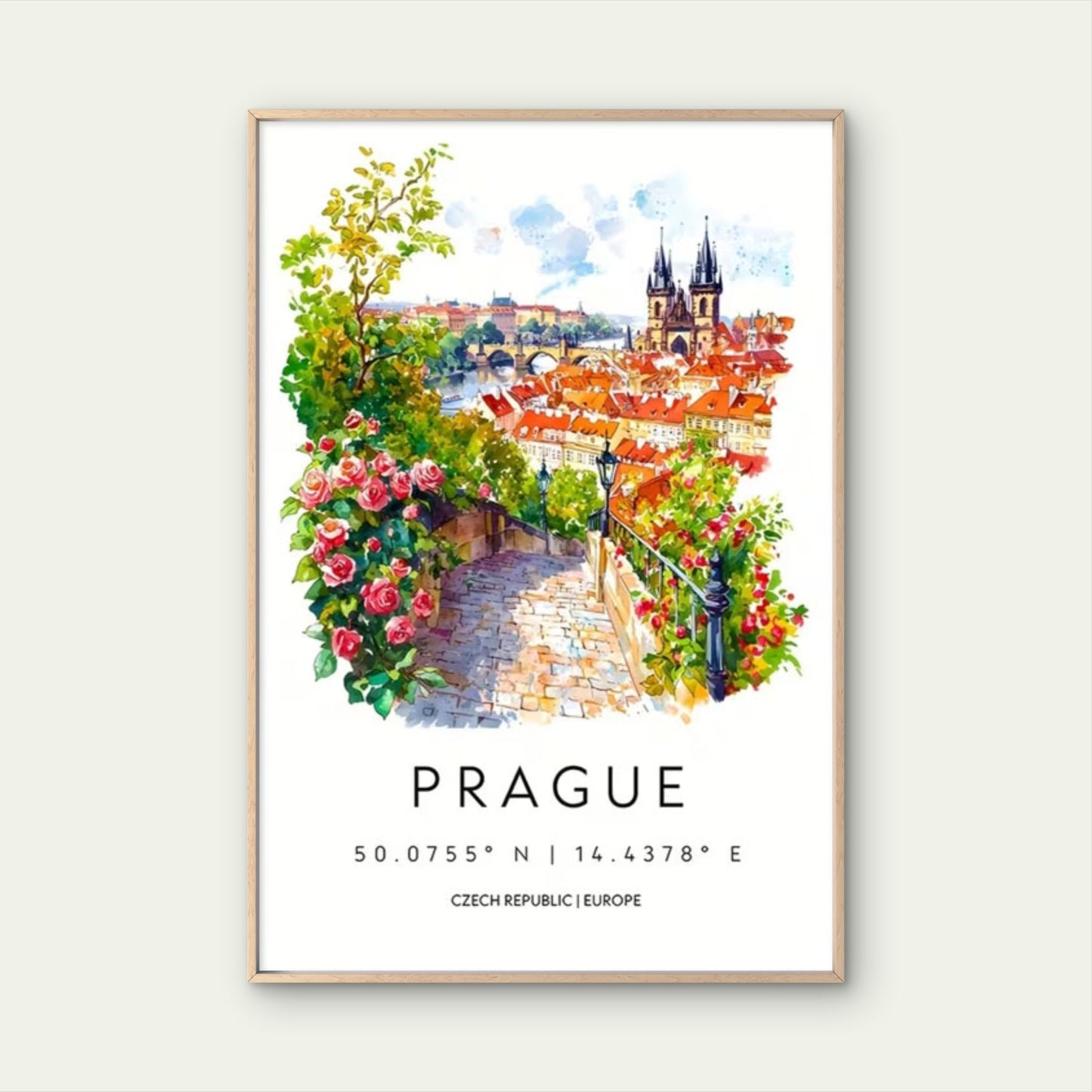Prague Czech Republic European Prague Landscape Travel Poster Print Wall Art