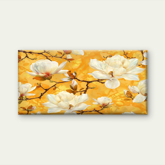 Golden Yellow Botanical Blossom Wall Art Canvas Office Home Room Framed 120x60cm