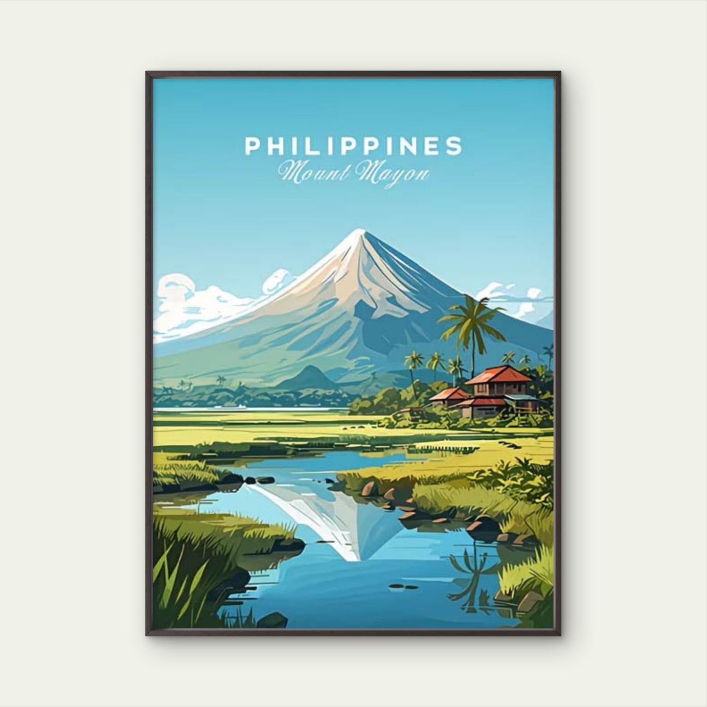 Majestic Mount Mayon in the Philippines Travel Poster Print Wall Art - Bella Home Decor