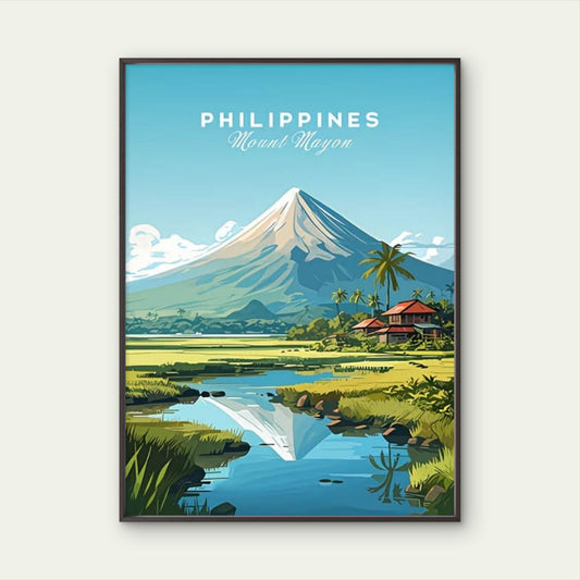 Majestic Mount Mayon in the Philippines Travel Poster Print Wall Art - Bella Home Decor