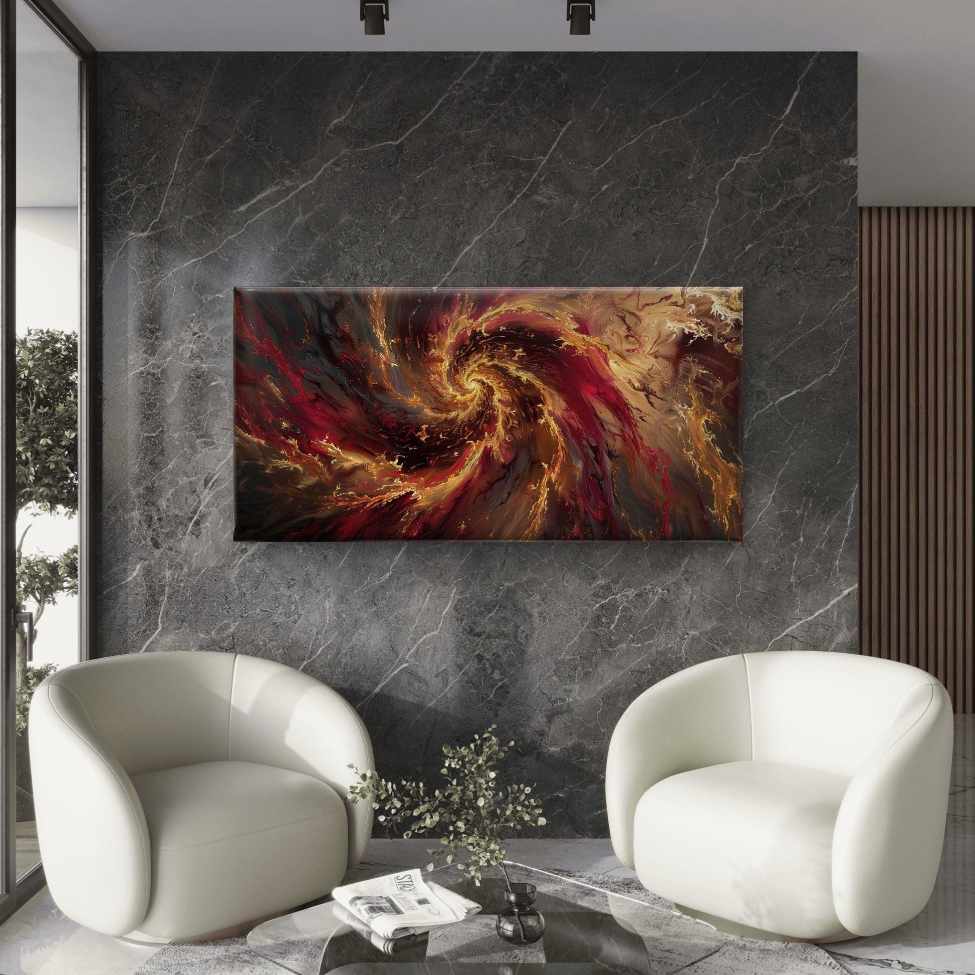 Celestial Vortex Of Gold Wall Art Canvas Office Home Room Framed 120x60cm - Bella Home Decor