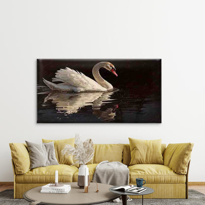 Featuring a White Swan Wall Art Canvas Office Home Room Framed 120x60cm - Bella Home Decor